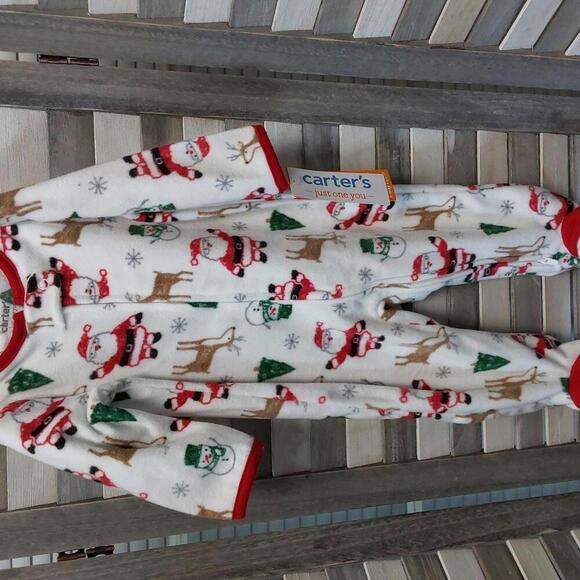 Baby Santa Christmas Fleece Fleece Footed Pajama | Carters | 3M - Picture 1 of 13